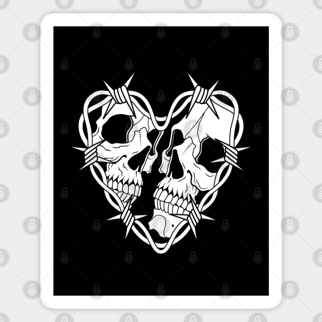 Skulls with barbed wire heart Magnet by Smurnov